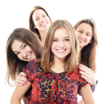 group of happy teen girls